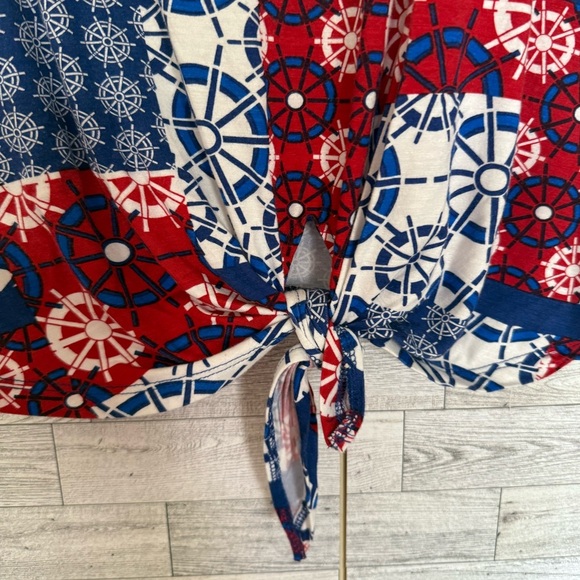 Cupio Womens Medium Red White Blue Short Sleeve Patriotic Shirt SUPER SOFT - Picture 3 of 6